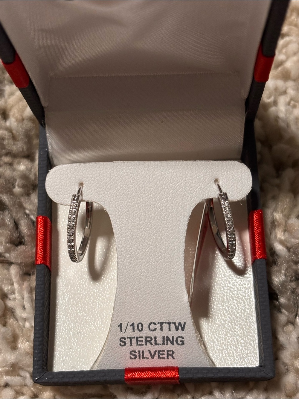 1/10 CT TW Diamond Sterling Silver Hoop Earrings